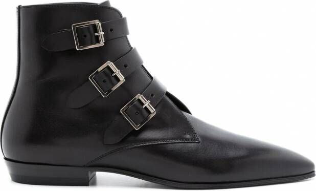 Saint Laurent Goth leren laarzen Zwart