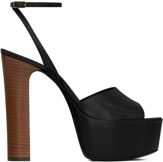 Saint Laurent Jodie sandalen met plateauzool Zwart