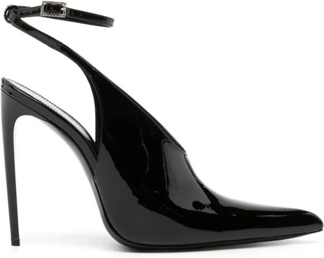 Saint Laurent Kendall slingback pumps van lakleer Zwart