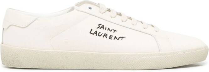 Saint Laurent klassieke SL 06 geborduurde canvas sneakers Wit