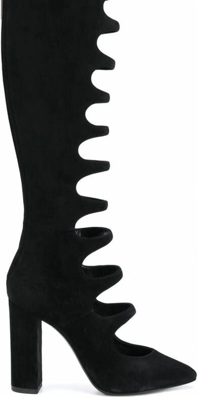 Saint Laurent Knielaarzen met uitgesneden detail Zwart