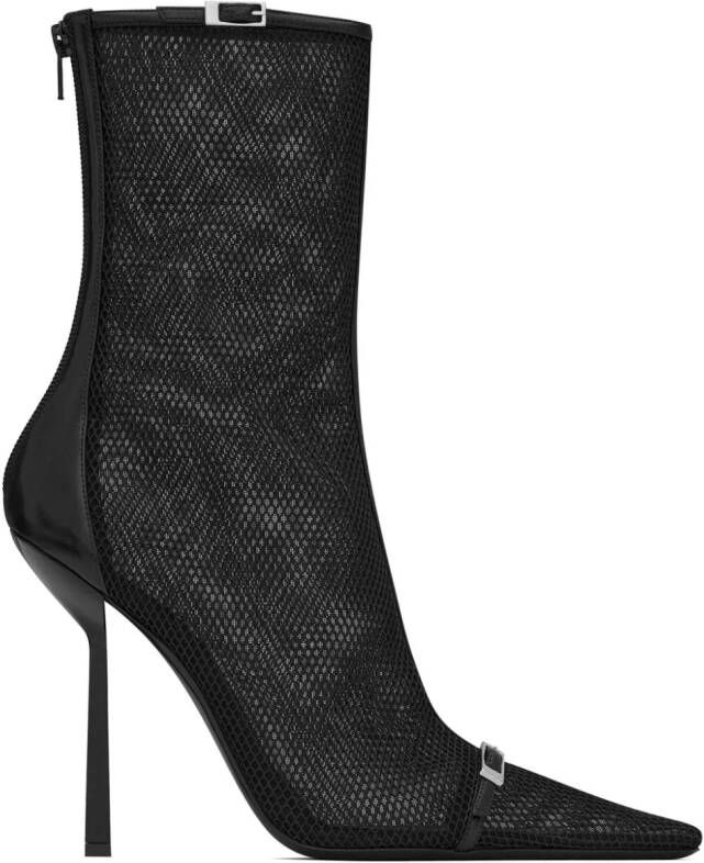 Saint Laurent 115 mm Oxalis laarzen met mesh Zwart