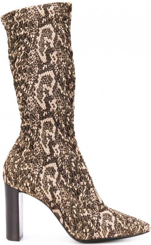 Saint Laurent Laarzen met slangenprint Bruin