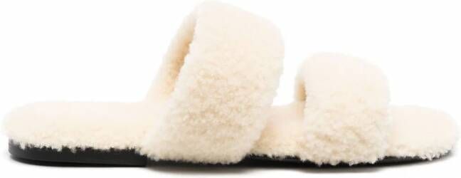 Saint Laurent Lammy slippers Beige