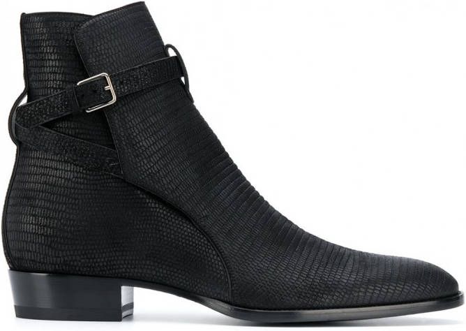 Saint Laurent Leren enkellaarzen Zwart