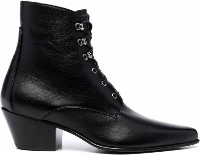 Saint Laurent Leren veterlaarzen Zwart