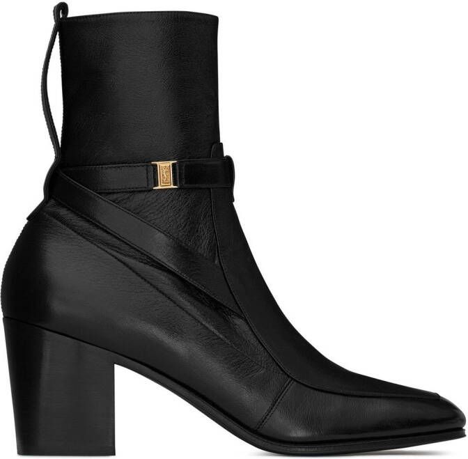 Saint Laurent 75 mm Michelangelo enkellaarzen Zwart