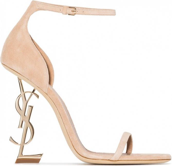Saint Laurent Opyum suède sandalen Beige - Schoenen.nl