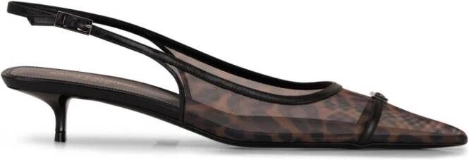 Saint Laurent Oxalis 30mm slingback pumps met dierenprint Bruin