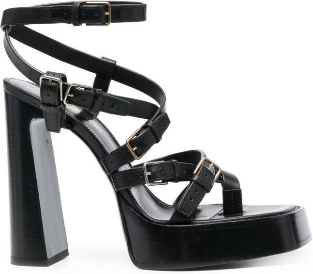 Saint Laurent Platz sandalen met plateauzool Zwart