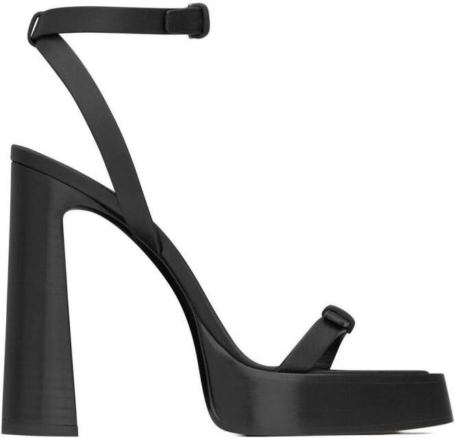 Saint Laurent Platz sandalen met plateauzool Zwart