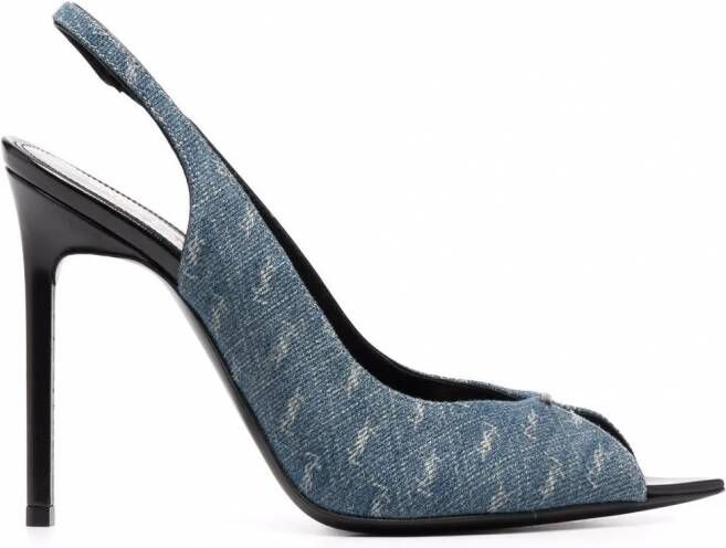 Saint Laurent Pumps met logoprint Blauw