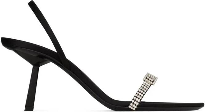 Saint Laurent Rendez-Vous 75 mm satijnen sandalen Zwart