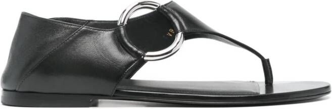 Saint Laurent Ring leren sandalen Zwart