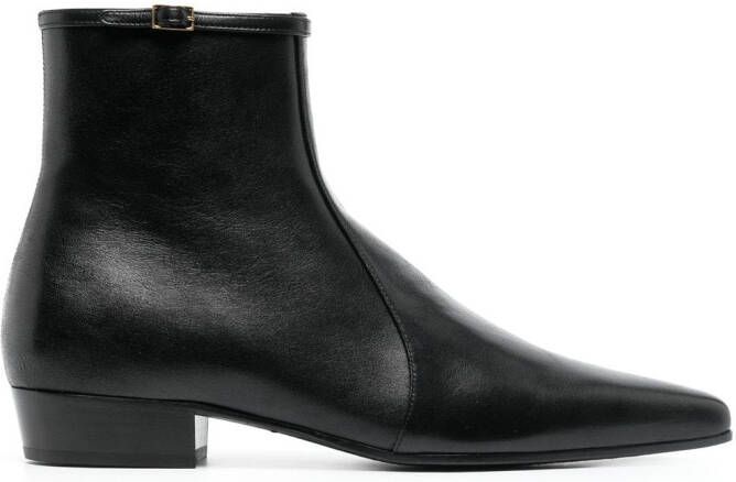 Saint Laurent Romeo leren enkellaarzen Zwart