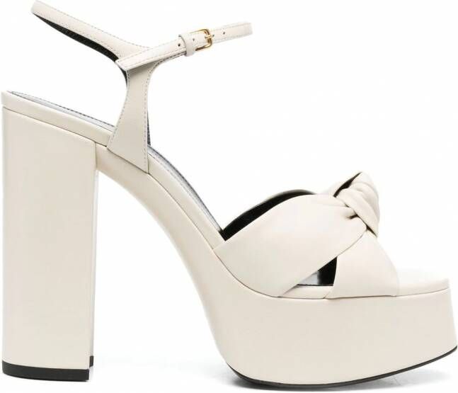 Saint Laurent 125 mm Bianca sandalen met plateauzool Beige