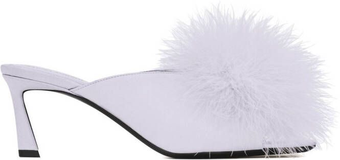 Saint Laurent Sandalen met imitatiebont detail Grijs