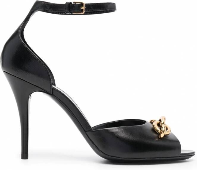 Saint Laurent Sandalen met kettingbandje Zwart