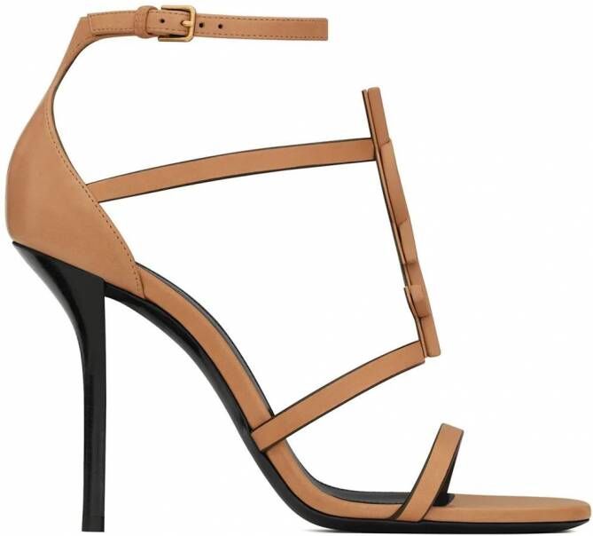 Saint Laurent Cassandra 100 mm sandalen Bruin