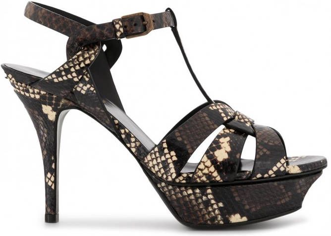 Saint Laurent Sandalen met slangenleer-effect Veelkleurig