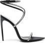 Saint Laurent 110 mm Georgia sandalen met stras Zwart - Thumbnail 1