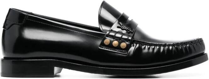 Saint Laurent Schuhe leren loafers Zwart