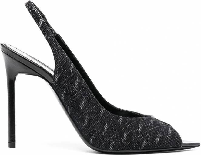 Saint Laurent Slingback sandalen met monogram Zwart