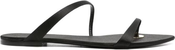 Saint Laurent Tanger satijnen slippers Zwart