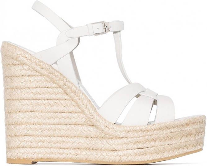 Saint Laurent Tribute leren espadrilles Wit