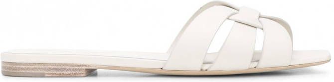 Saint Laurent Tribute leren sandalen Wit