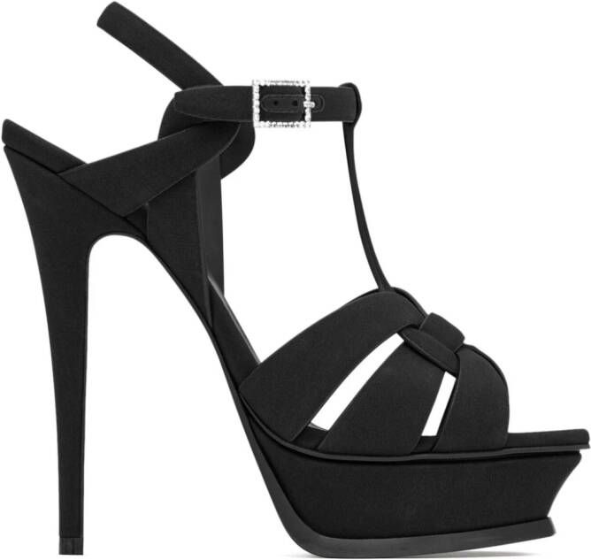 Saint Laurent Tribute sandalen met plateauzool Zwart