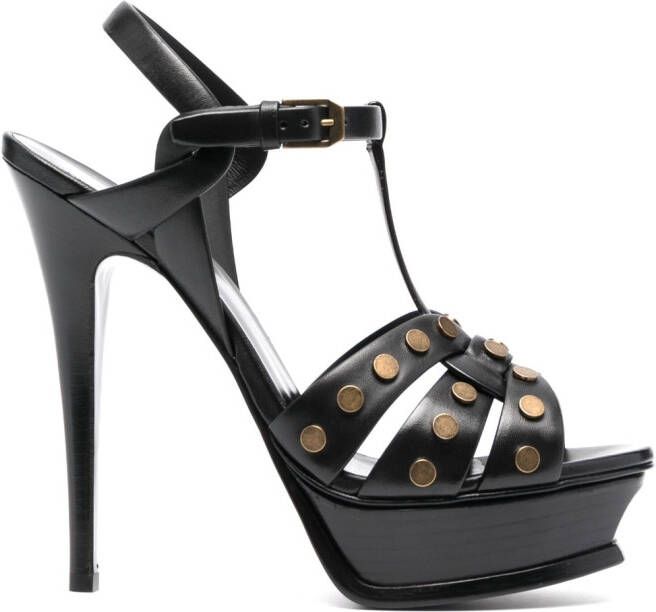 Saint Laurent Tribute sandalen met studs Zwart