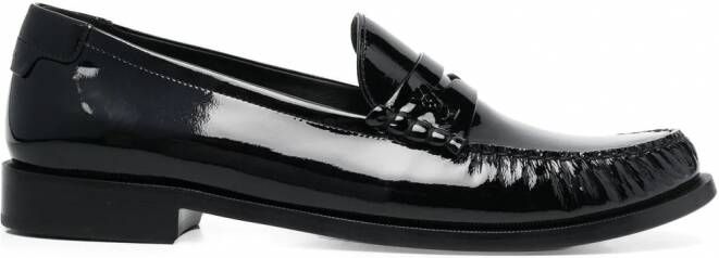 Saint Laurent Vern loafers van lakleer Zwart