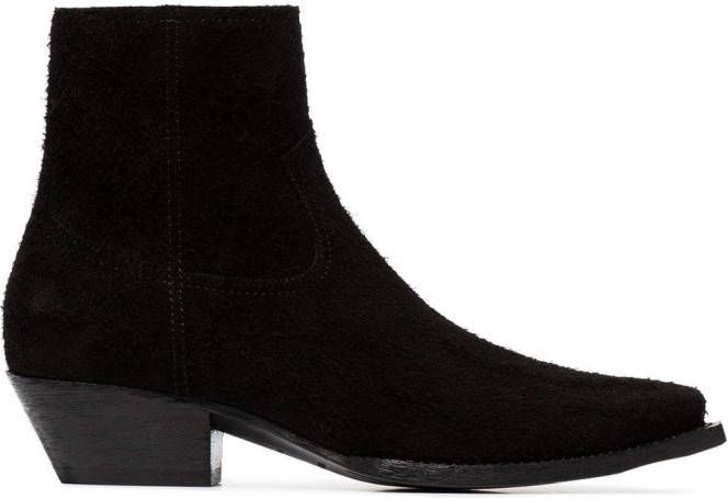 Saint Laurent Zwarte Lukas 40 suede cowboy enkellaarzen dames suède leerleer