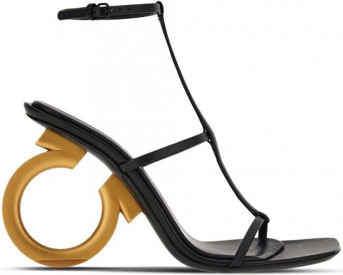 Ferragamo Aglalia sandalen met Gancini hak Zwart