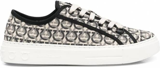 Ferragamo Anson Gancini sneakers met jacquard Beige