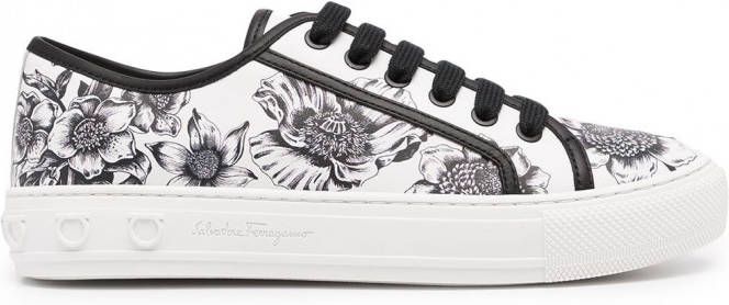 Ferragamo Borg sneakers met bloemenprint Wit