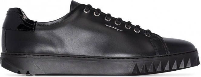 Ferragamo Cube leren sneakers Zwart