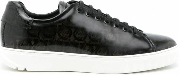 Ferragamo Cube sneakers met Gancini print Zwart