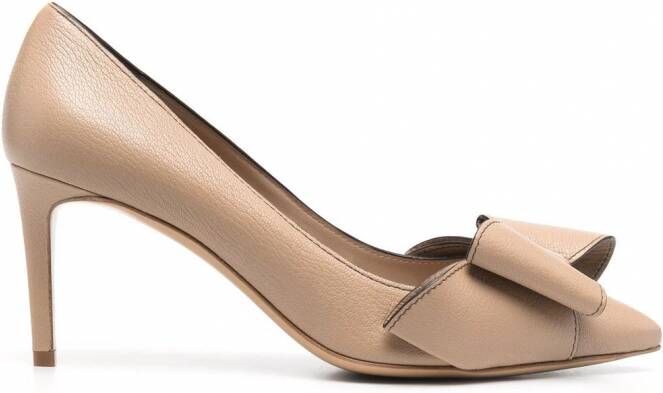 Ferragamo Double Bow leren pumps Bruin