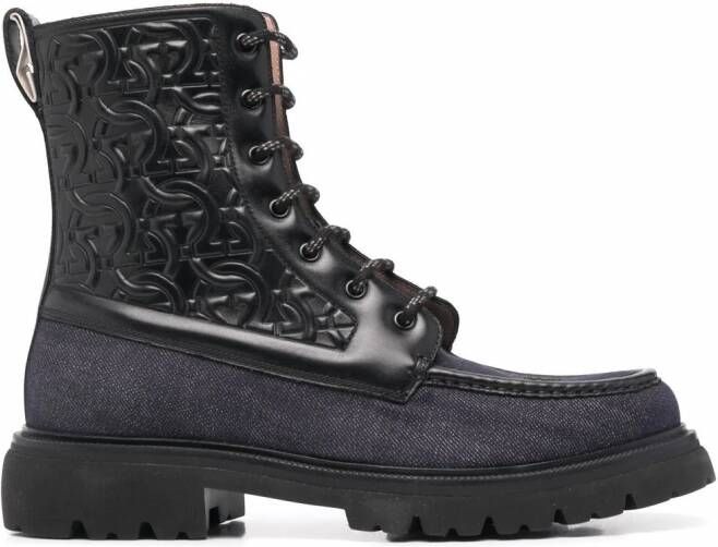 Ferragamo Gancini combat boots Zwart