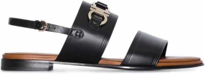 Ferragamo Gancini leren sandalen Zwart