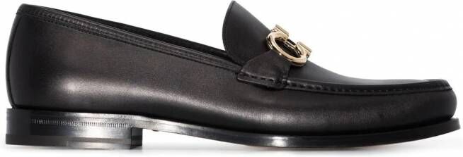 Ferragamo Gancini loafers met gesp Zwart