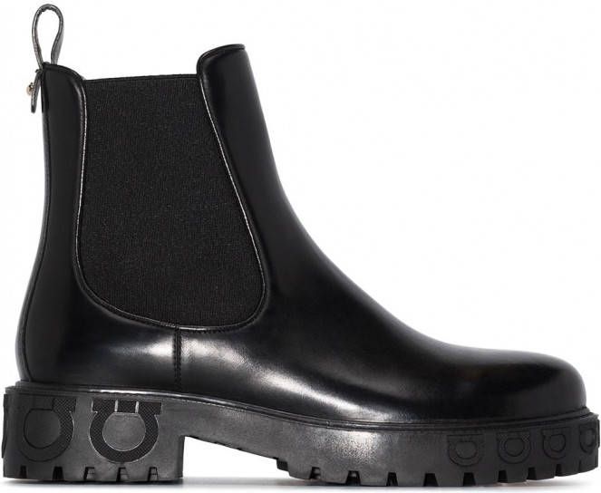 Ferragamo Chelsea laarzen met logo Zwart