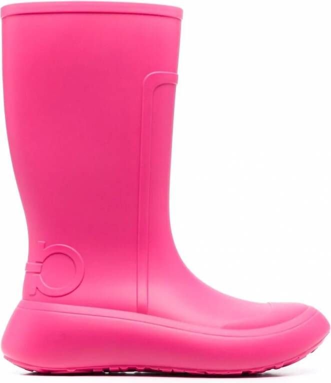 Ferragamo Gancini regenlaarzen met logo Roze