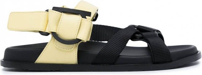 Ferragamo Gancini sandalen met klittenband Geel