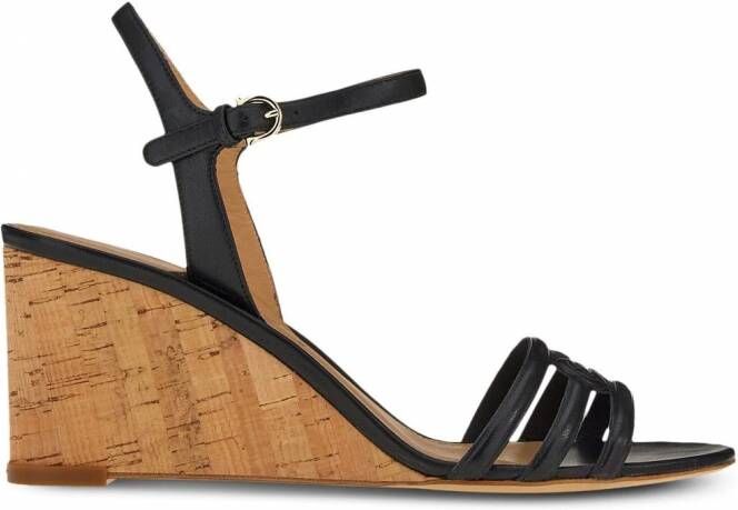 Ferragamo Gancini sandalen met sleehak Zwart