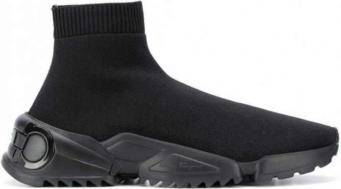 Salvatore Ferragamo Gebreide sneakers heren kalfsleer rubber StofStof 5.5 Zwart
