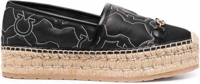 Ferragamo Kamini espadrilles met geborduurd logo Zwart