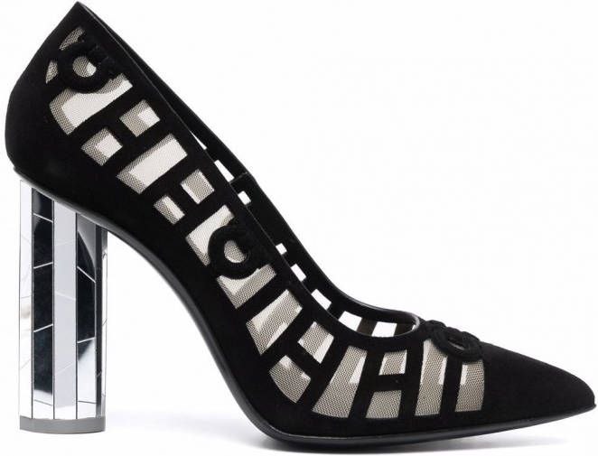 Ferragamo Pumps met spiegelende hak Zwart
